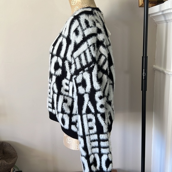 NWT Black and White Fluffy Letter Sweater - Picture 2 of 10